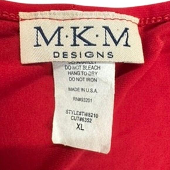 "M.K.M. DESIGNS" V Neck Flutter Slv Y2k Top SZ XL Back Tie Babydoll Flowy Cross - Picture 6 of 10